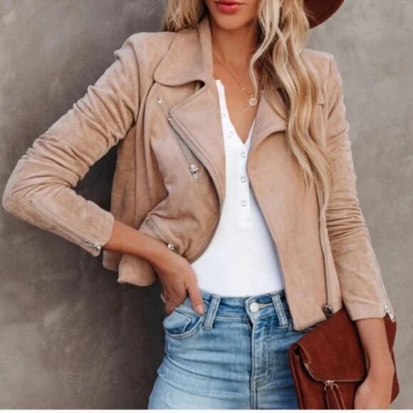 Vici Jackets & Blazers - Vici Cropped moto style suede jacket